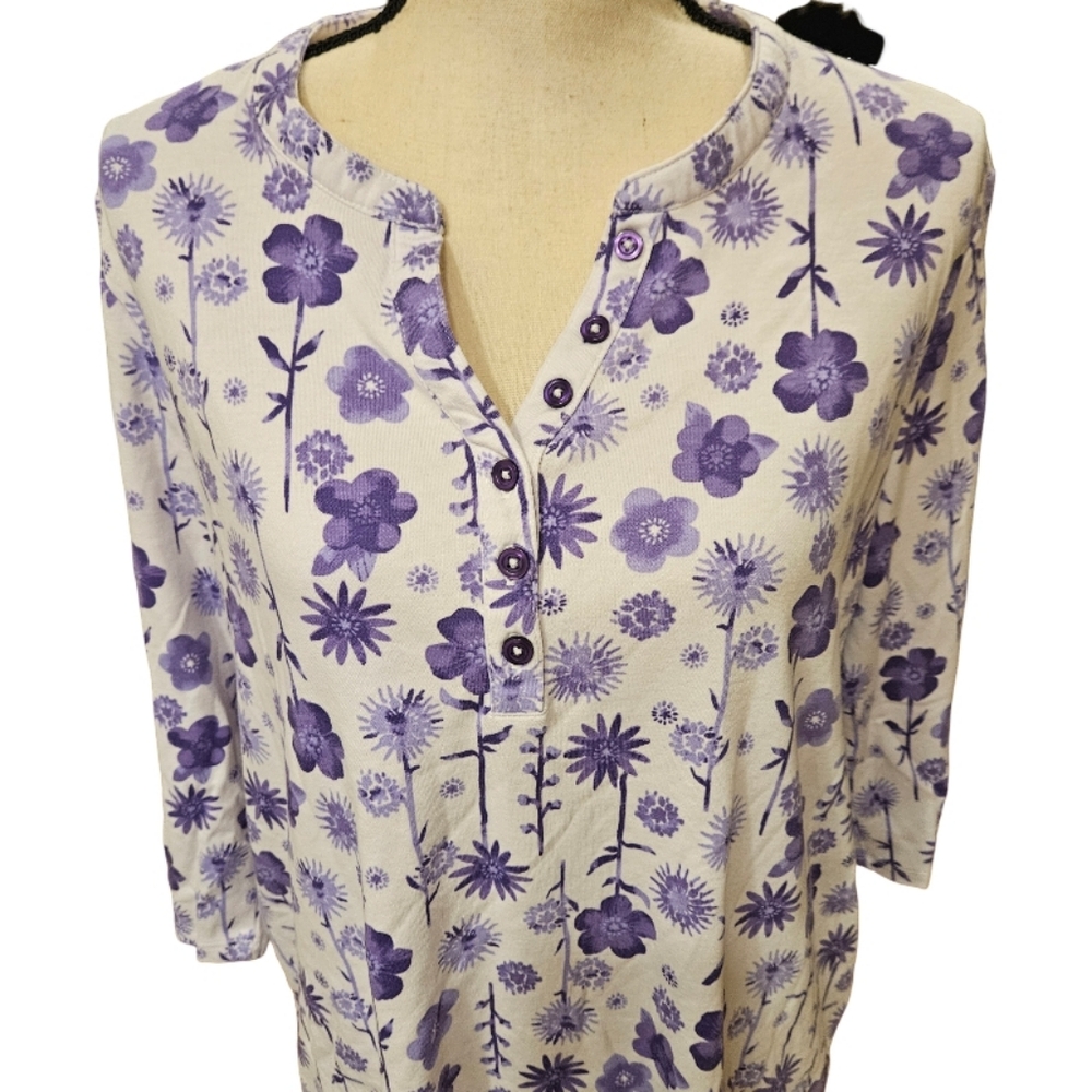 Blair - Floral Purple and White Women's Top - Picture 3 of 9